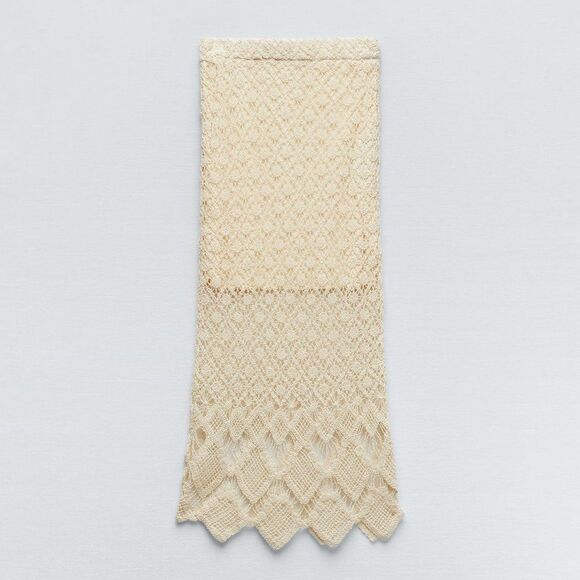 ZARA CROCHET STRAIGHT SKIRT ECRU - Picture 4 of 9
